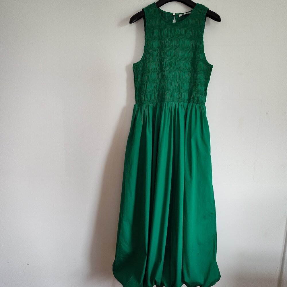 Ladies SZ M Madewell Green Bubble Hem Midi Dress
